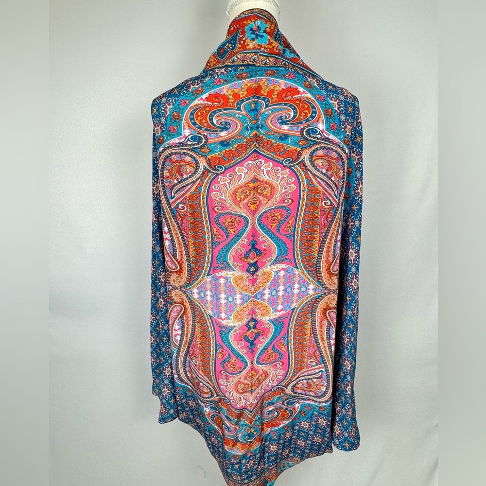 Soft Surroundings Colorful Topper Kimono Satin Cardigan Floral Paisley One Size - Picture 5 of 8